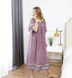 Plus size loose nightgown woman holiday print dress woman summer short sleeve cotton nightdress casual ladies long nightshirt Women Lounge