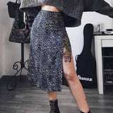 Summer Fashion Woman Sexy Skirt High Waist Wraps Clubwear Leopard Floral Printed Streetwear Slim Split Beach Midi Skirts Women Casual