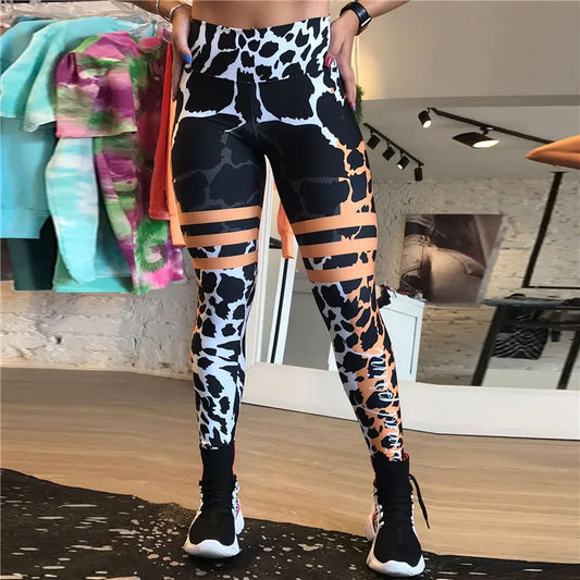 Leopard Stripe 3D Print Women's Pants Push Up Running Sports Slim Pants Female Casual Fitness Leggings Women Trousers