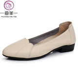 MUYANG MIE MIE Genuine Leather Flat Casual Work Ballet Flats Larger size  Women Shoes