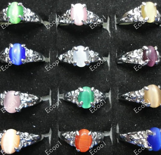 30Pcs Fashion Multicolored Opals Silver Plated Rings For Women Ladies Whole Jewelry Bulk Packs Lots LR008- Women Jewellery - Girl Jewellery - Women Accessory - Girl Accessory