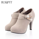 LANYUXUAN Big Size Sale 34-43 Apricot New Pumps Platform High Heels Party Girls Shoes