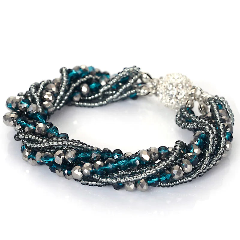 Fashion Multiple Layer Strands Crystal Seed Beads Charm Magnetic Bracelets Summer Jewelry B1470 - Women Jewellery - Girl Jewellery - Women Accessory - Girl Accessory