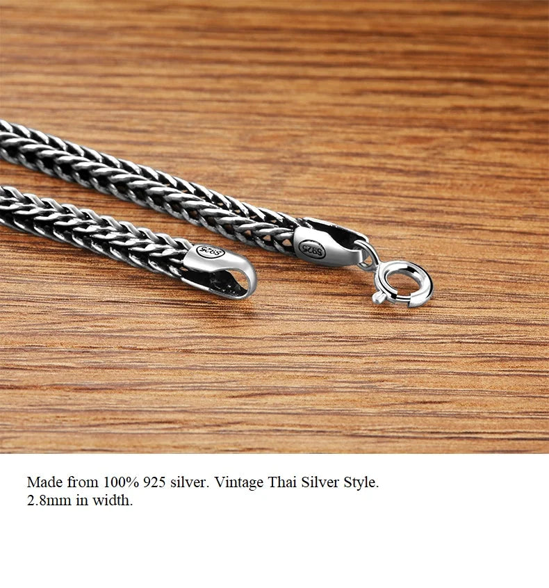 Thai 925 Silver Snake Chain Pendant Necklace Vintage Style - Women Jewellery - Girl Jewellery - Women Accessory - Girl Accessory - Men Jewellery - Men Accessory