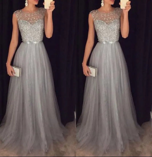 Summer Long Maxi Formal Lace Elegant O-neck Women Homecoming