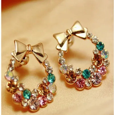 New Fashion Designer Jewelry Colorful Rhinestone Imitation Pearl Butterfly Bow Stud Earrings for Women Brincos XY-E200 - Women Jewellery - Girl Jewellery - Women Accessory - Girl Accessory