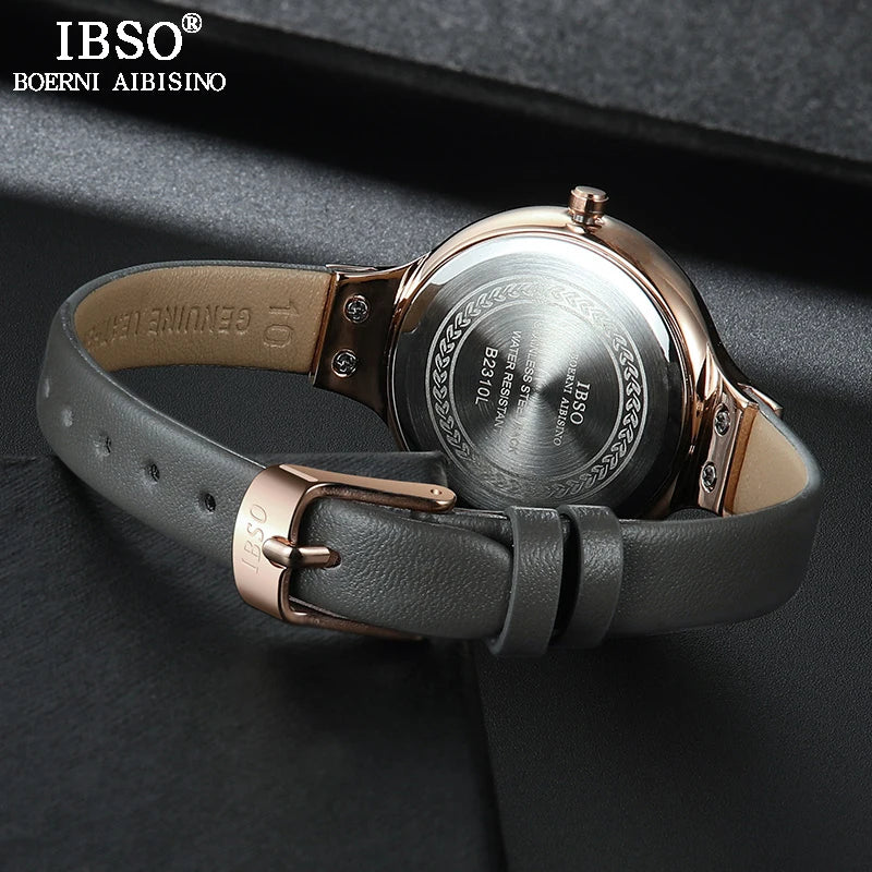 IBSO High-Quality Crystal Design Quartz For Luxury Shell Dial Clock Relogio women watch