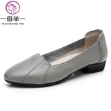 MUYANG MIE MIE Genuine Leather Flat Casual Work Ballet Flats Larger size  Women Shoes