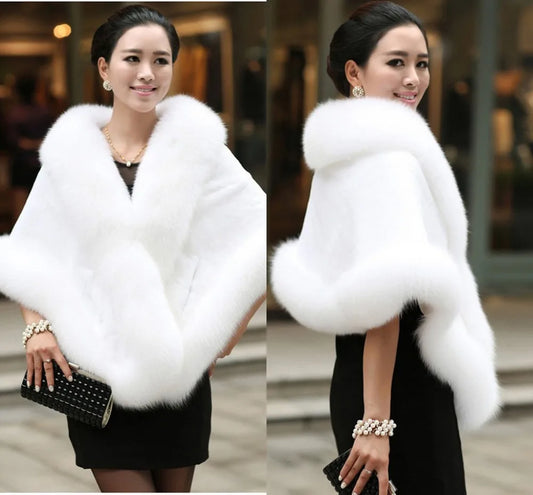 Big Bridal Faux Fur Wraps Winter Wedding Coat Warm shawls Outerwear White Black Blue Shrug size 165*55 cm Women prom