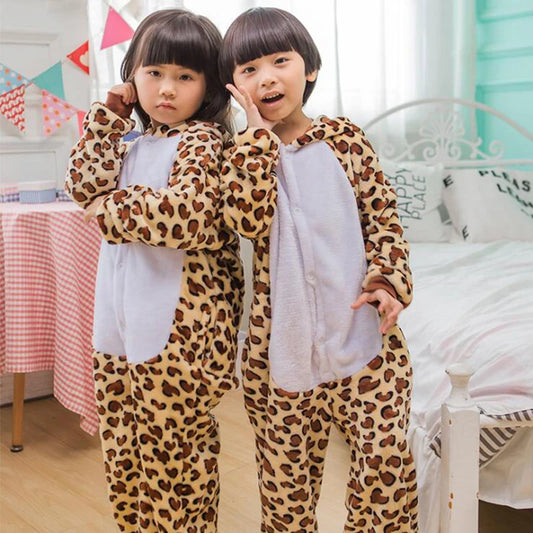 Kid Leopard Bear Cosplay Kigurumi Onesies Child Cartoon Anime Jumpsuit Costume For Girl Boy Animal Disguise Boys Sleepwear - Girls Sleepwear