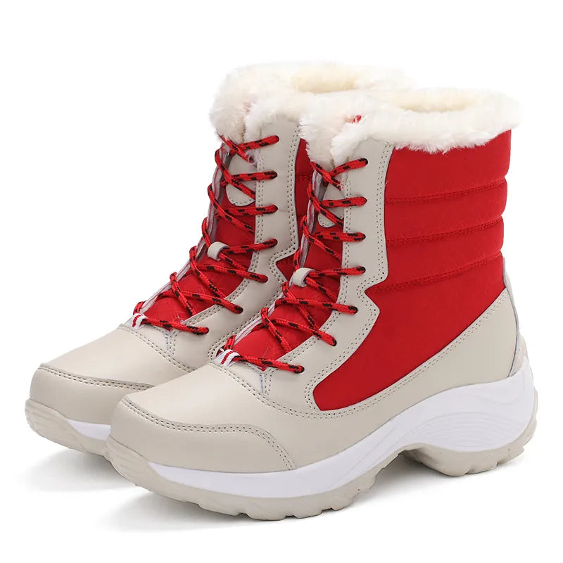 Waterproof Snow Boots Platform Keep Warm Ankle Winter Boots With Thick Fur Heels Botas Mujer Girls Shoes