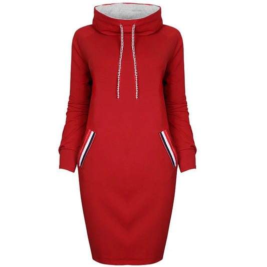 Autumn Women Sweatshirt dress Slim Long Sleeve Turtleneck Drawstring Harajuku Hoodies Moletom Feminino women suiting