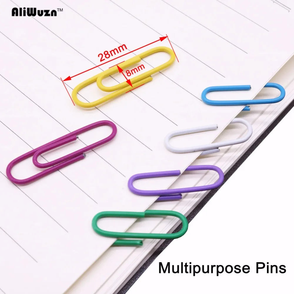 50 Pcs Pins Paper Clip Holder Dispenser Bulticolor Pinch Clips Hairpins Fine  School Binding 28*8mm Office Supplies