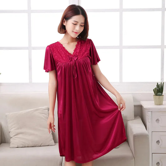 M-5XL Women Pijamas Night Dress Ladies Sleepwear Women Silk Nightgowns Sexy Sleepwear women lingerie