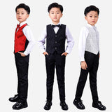 LOLANTA New 4Pcs Vest + Shirt + Bowtie +Pants Suit Gentlemen Set Wedding Birthday Party Formal Occasion Outfits Boys Shirt - Boys Clothing