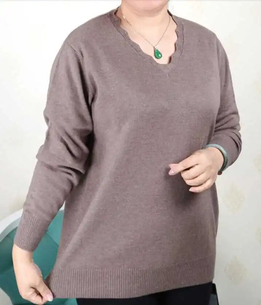 Women Plus Size Clothing 5XL 6XL7XL 8XL 9XL Large Size Middle Aged Clothes Mother Cashmere Sweater Knitted Shirt Long Sleeve