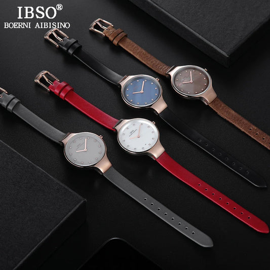 IBSO High-Quality Crystal Design Quartz For Luxury Shell Dial Clock Relogio women watch