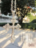 Big Silver Color Cross Pendant Necklace Crystal Rhinestone Long Chain Necklace for Women Hip Hop Fashion Jewelry - Women Jewellery - Girl Jewellery - Women Accessory - Girl Accessory