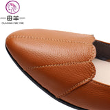 MUYANG MIE MIE Genuine Leather Flat Casual Work Ballet Flats Larger size  Women Shoes