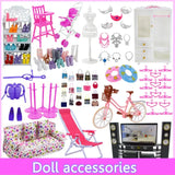 Mix Cute Doll Furniture Pretend Play Toy Hangers TV Sofa Shoes Rack for Barbie Doll for Kelly Dollhouse Accessories Baby Toys
