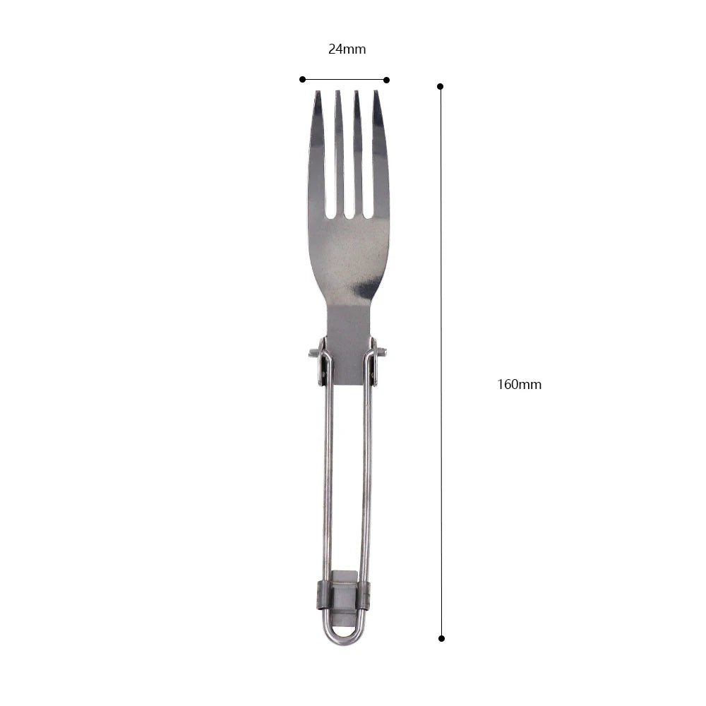 YOUGLE Outdoor Stainless Steel Folded Fork Spoon Knife Picnic Camping  Dinnerware Tableware