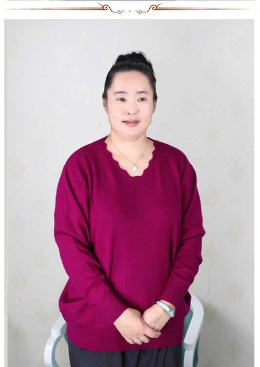 Women Plus Size Clothing 5XL 6XL7XL 8XL 9XL Large Size Middle Aged Clothes Mother Cashmere Sweater Knitted Shirt Long Sleeve