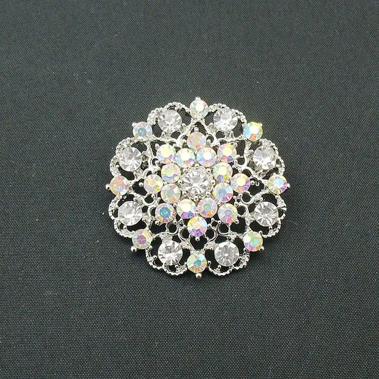 Hot Sale Fashion AB Crystal Rhinestone Alloy Round Brooch Pins For Wedding Party Women - Women Accessory - Girl Accessory - Decoration