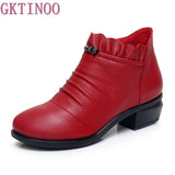 GKTINOO Fashion Boots Autumn Boots Genuine Leather Ankle Boots Winter Warm Fur Plush Girls Shoes