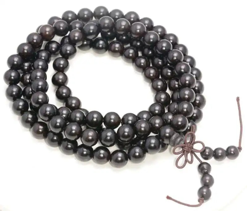 Natural African Ebony Bracelets 6mm Buddha 108PCS Black Sandalwood Meditation Prayer Mala BRO577 - Women Jewellery - Girl Jewellery - Women Accessory - Girl Accessory - Men Jewellery - Men Accessory