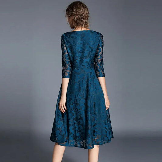 Borisovich New Spring Fashion England Style Luxury Elegant Slim Ladies Party Dress Lace Dresses Vestidos women contemporary