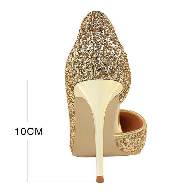 LAKESHI Pumps Extrem Sexy High Heels Thin Heels  Gold Sliver White Ladies Women Shoes - Girls Shoes