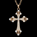 Big Silver Color Cross Pendant Necklace Crystal Rhinestone Long Chain Necklace for Women Hip Hop Fashion Jewelry - Women Jewellery - Girl Jewellery - Women Accessory - Girl Accessory