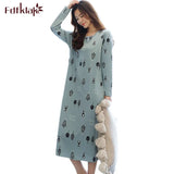 Fdfklak Plus size 100% cotton nightdress woman spring autumn nightgowns female long sleeve dress women's nightshirt M-3XL Women Sleep