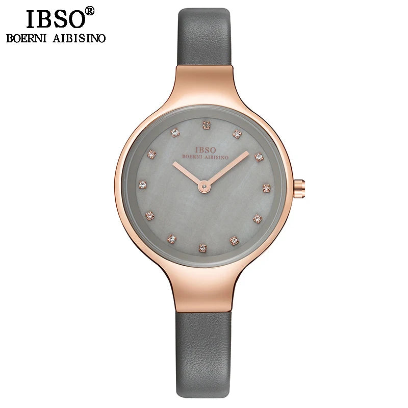 IBSO High-Quality Crystal Design Quartz For Luxury Shell Dial Clock Relogio women watch