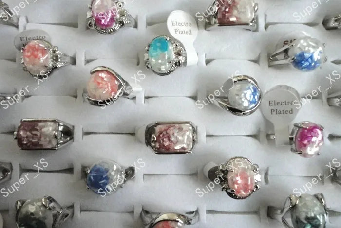 12pcs Abalone Fashion Alloy Shell women silver plated rings New Wholesale Lots Jewelry Ring LR100 Free Shipping- Women Jewellery - Girl Jewellery - Women Accessory - Girl Accessory