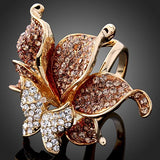 CHRAN Wholesale Gold Color Party Jewelry Rings Elegant Fashion Crystal Butterfly Shape Wedding Rings For Women - Women Jewellery - Women Accessory