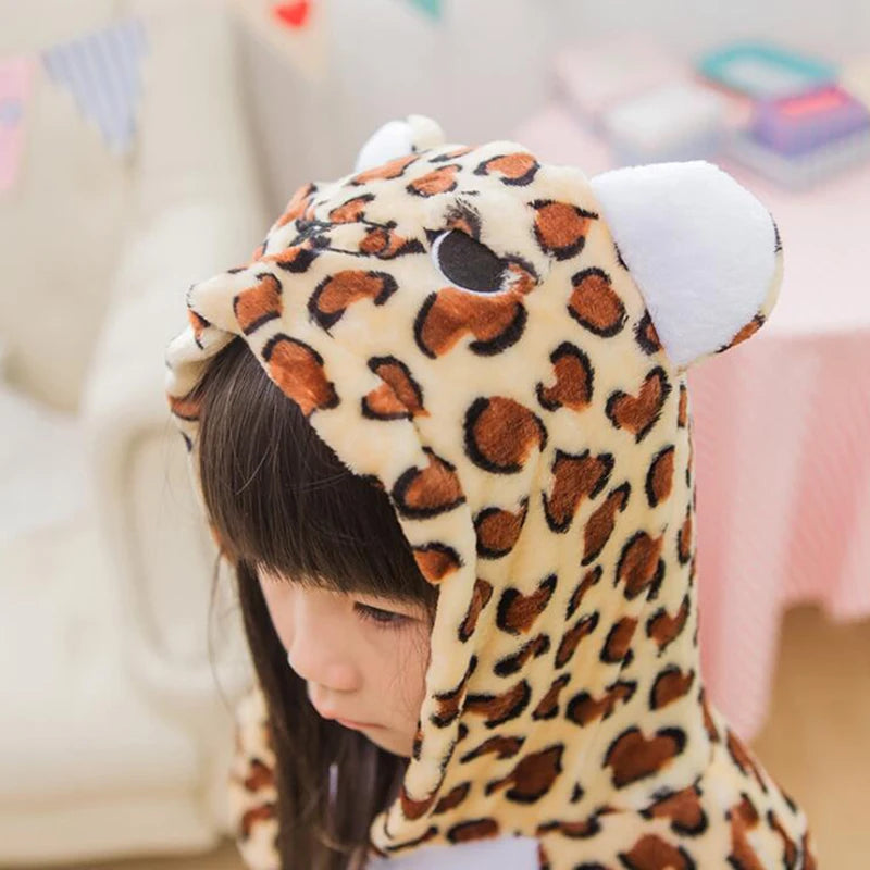 Kid Leopard Bear Cosplay Kigurumi Onesies Child Cartoon Anime Jumpsuit Costume For Girl Boy Animal Disguise Boys Sleepwear - Girls Sleepwear