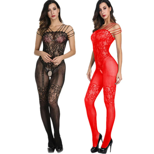 Full slips Even With Fishnet Stockings Open-seat Slips for Women Bodysuit Intimates - Women Lingerie