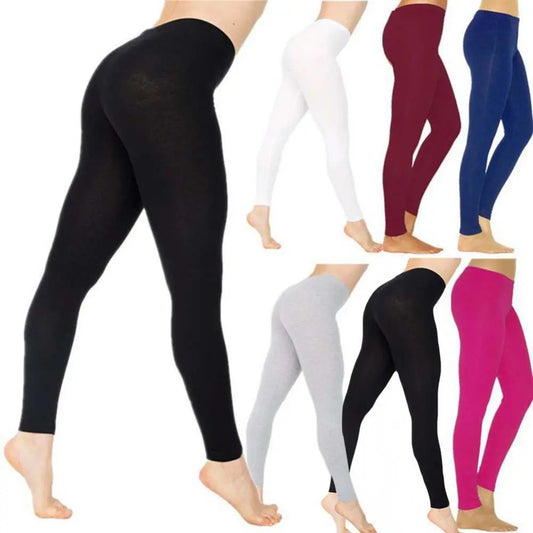 40%HOT Ladies Solid Colour Elastic High Waist Slim Leggings Yoga High Elastic Sports Fitness Leggings Women Shorts & Leggings