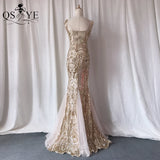 QSYYE Gold Evening Dresses Mermaid Long Gown Glitter Sequin Party Dress Sweetheart Golden Formal Gown Sparkle women prom - women contemporary