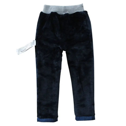 Kids Winter Plus Velvet Thicken Warm Denim Wear For Boys Jeans