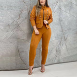 Work Wear Two Piece Suit Sets Summer Women Fashion Solid Color Long Sleeve Double Breasted Blazer & Long Casual Pants Set Women Suiting & Blazers