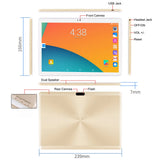 Free Gift 32GB TF Card 1280*800 2.5D Tempered Glass Screen 10.1 inch Quad Core 3G Tablet 2GB RAM Android 9.0 Computers