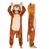 Cartoon Lion Baby Pajamas Girls Hoodie Flannel Sleepwear Cute Cosplay Pajamas Costume Onesies For Kids Baby Party Bodysuit Boys Sleepwear - Girls Sleepwear