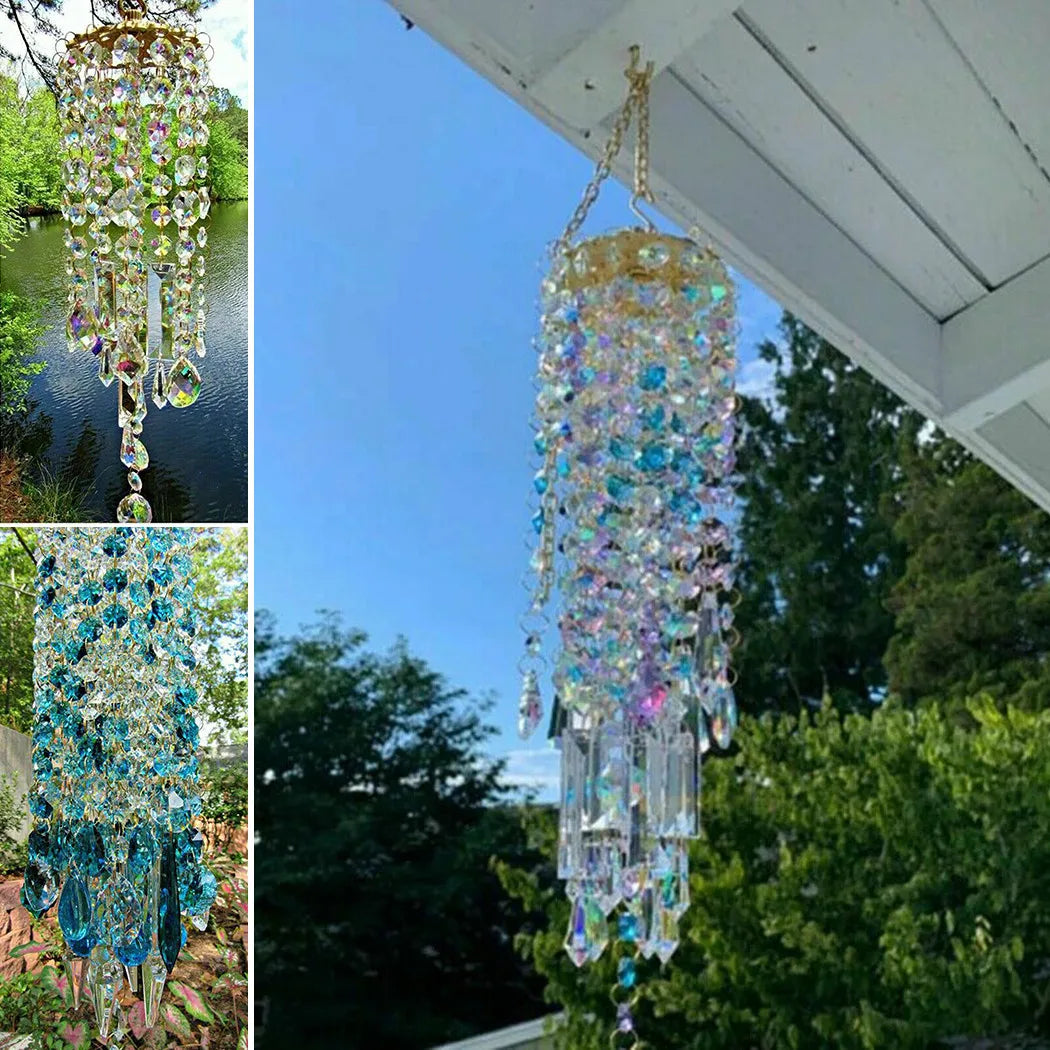 21cm Colorful Crystal Wind Chimes Home Garden Hanging Decoration Ornament Wind Chimes Crystal Wind Chimes Wind Chimes Patio Lawn
