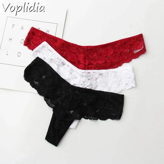 Voplidia Lace Thongs T-back Underwear Women Sexy Panties Female Seamless Lace Lingerie Women G String Thong Plus Size 112 - Women Lingerie - Women Short - Girls Short