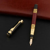 High Quality 530 Golden Carving Mahogany Luxury Business School  Fountain Pen New Ink Pen Office Supplies