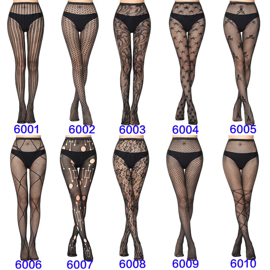 Women Sexy Fishnet Tights Fashion Jacquard Weave Seamless Punk Mesh Pantyhose Black Lolita Fish Net Body Stockings Sexy Women Lingerie