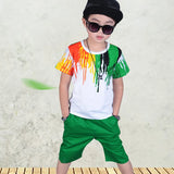 New Summer Boys Clothing Set Casual Hip-hop Stripe Colorful T-Shirt + Pants 2Pcs Suit Kindergarten Performance Boys Clothing - Boys Short - Boys Shirt