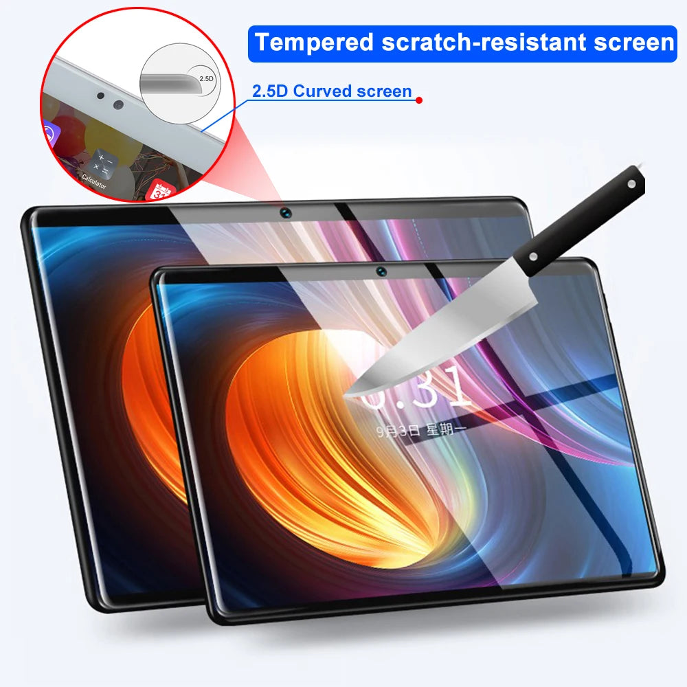 Free Gift 32GB TF Card 1280*800 2.5D Tempered Glass Screen 10.1 inch Quad Core 3G Tablet 2GB RAM Android 9.0 Computers